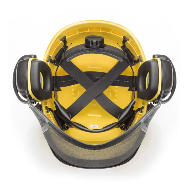 Kask ochronny z przyłbicą u słuchawkami STIGA