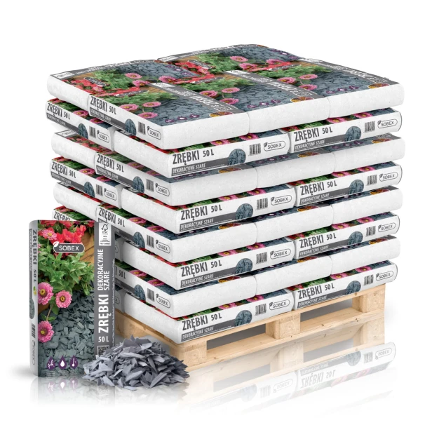 Paleta 45szt. - Zrębki dekoracyjne Szare 50L