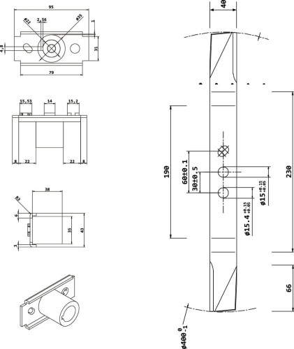 Uniwersalny nóż i piasta do kosiarek spalinowych 40 cm