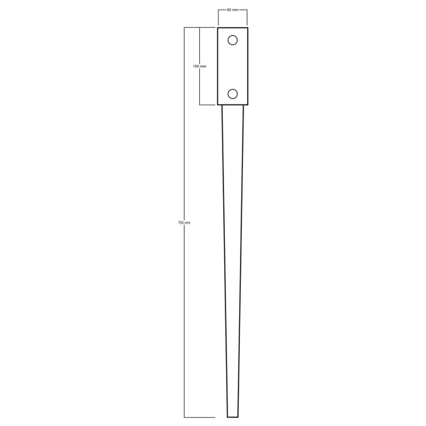 Podstawa słupa wbijana 60x60x750 mm - rysunek techncizny