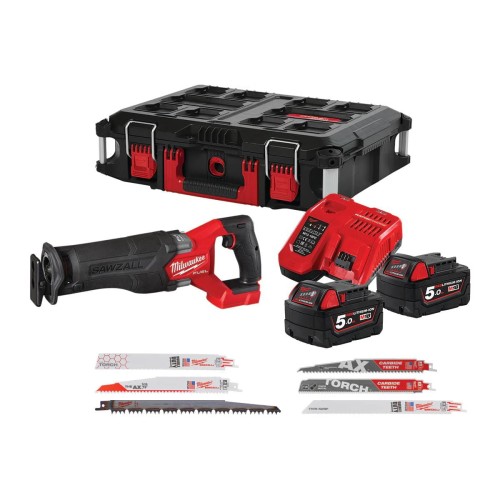 M18FSZ100P-502P Piła szablasta 2x5,0Ah + M12-18FC + brzeszczoty + PACKOUT