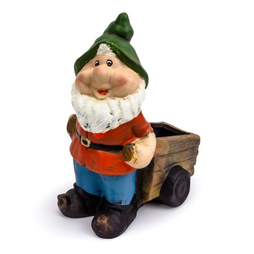 Krasnal ogrodowy z taczką  24,5 cm