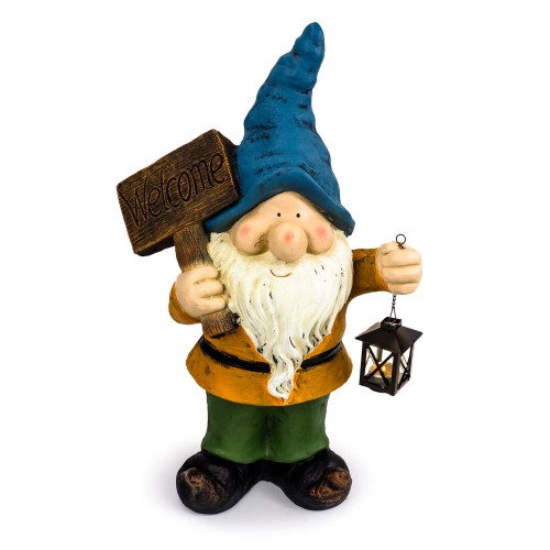 Krasnal ogrodowy ,,Welcome" z latarnią 68,2 cm