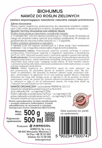 BIOHUMUS nawóz do roślin zielonych 1 l