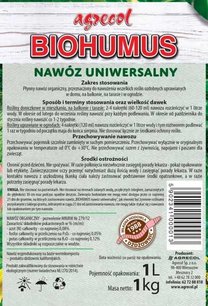 BIOHUMUS nawóz uniwersalny 1 l