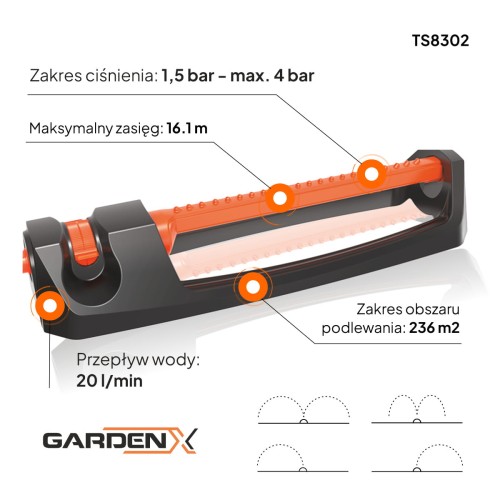 GARDENX Zraszacz ogrodowy wahadłowy TS8302