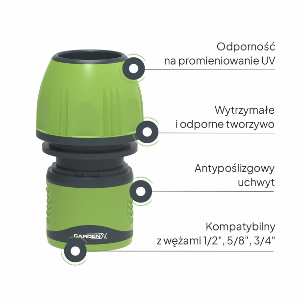 Szybkozłącze uniwersalne 1/2" - 5/8" - 3/4" bez stop