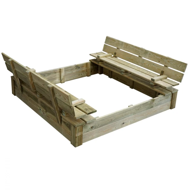 Piaskownica 120x120 z ławeczką i przykryciem "TOMEK"