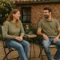 Składane krzesło ogrodowe z podłokietnikami Pro Garden Ambiance – biały materiał, czarna rama, lekkie i wygodne