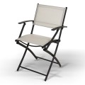 Składane krzesło ogrodowe Ambiance, czarna rama z białą tkaniną poliestrową