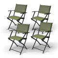 Zestaw 4 składanych krzeseł ogrodowych Ambiance – zielona tekstylina, czarna aluminiowa rama