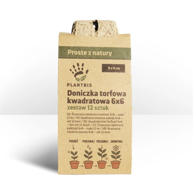 Doniczka torfowa kwadratowa 6x6 zestaw 12 sztuk