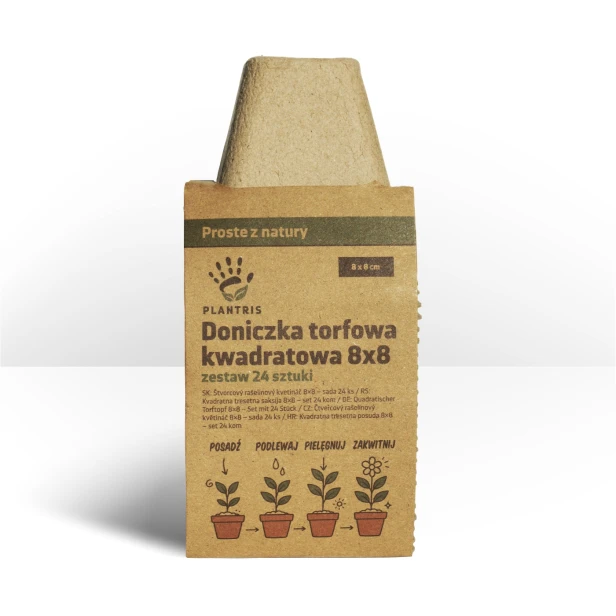 Doniczka torfowa kwadratowa 8x8 zestaw 24 sztuki