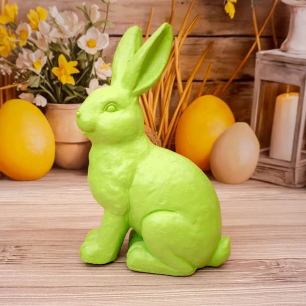 Figurka dekoracyjna zając duży zielony 37 cm