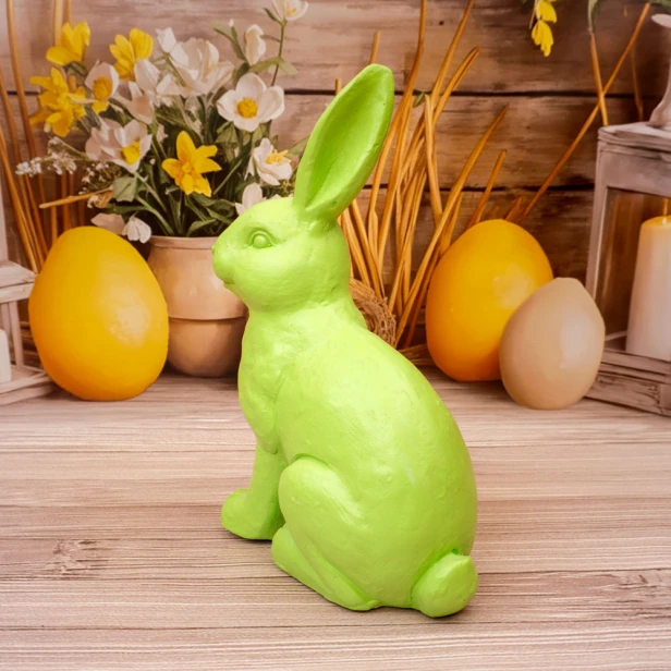 Figurka dekoracyjna zając duży zielony 37 cm