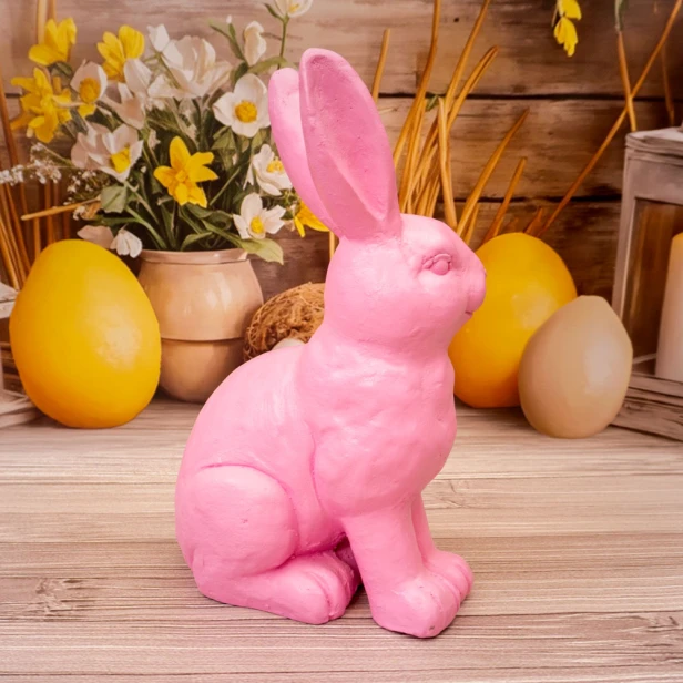 Figurka dekoracyjna zając duży różowy 37 cm