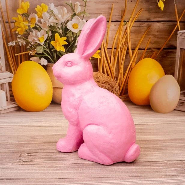 Figurka dekoracyjna zając duży różowy 37 cm