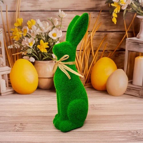 Figurka dekoracyjna zając duży, zielony 42 cm