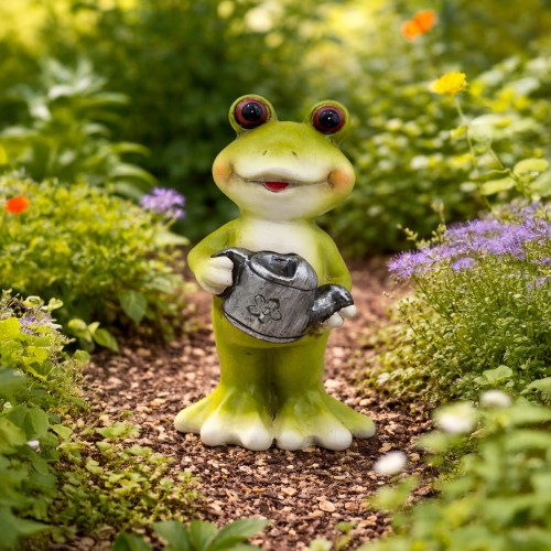 Żabka dekoracyjna z konewką 17,3 cm