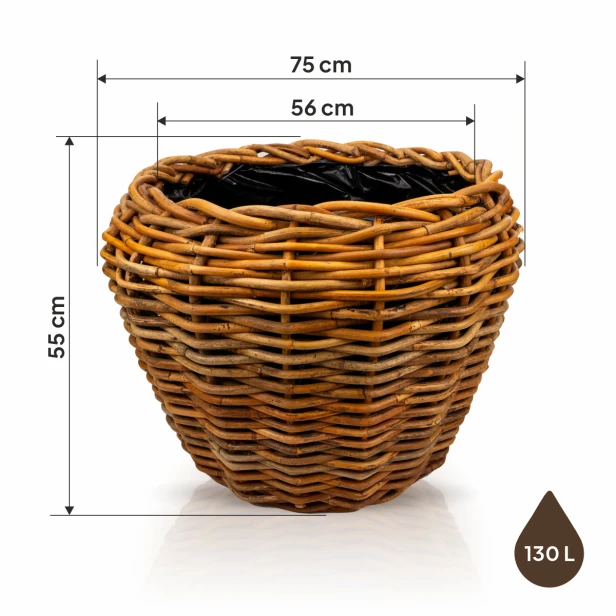 Donica ratanowa VIP Natural Color fi 75 cm