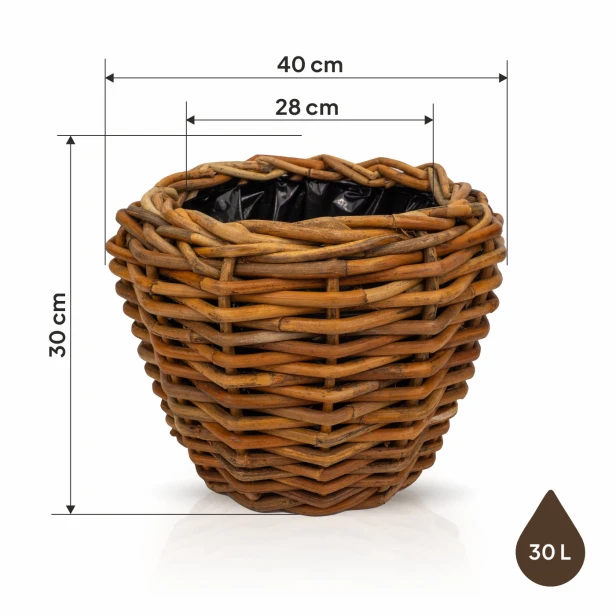 Donica ratanowa VIP Natural Color fi 40 cm