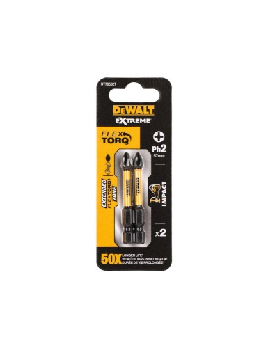 Końcówki udarowe PH2 57mm 2szt. FLEXTORQ DEWALT DT70532T