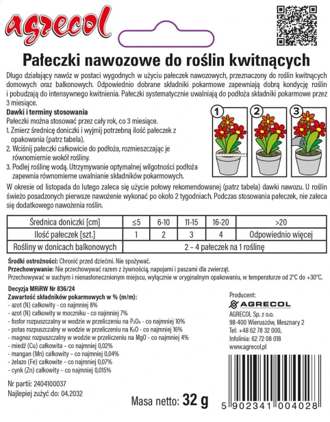 Pałeczki nawozowe do roślin kwitnących