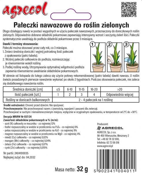 Pałeczki nawozowe do roślin zielonych