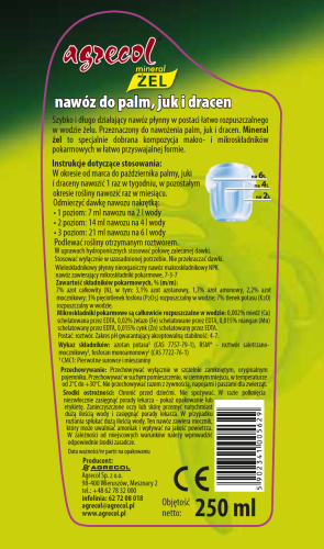 Mineral żel nawóz do palm, juk, dracen 0,25 L